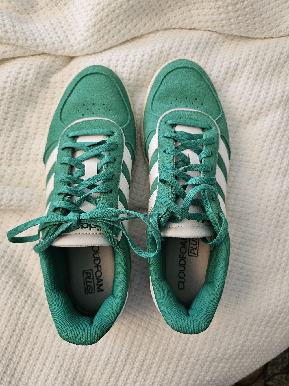 adidas Teal Green and White Lace-Up Sneakers